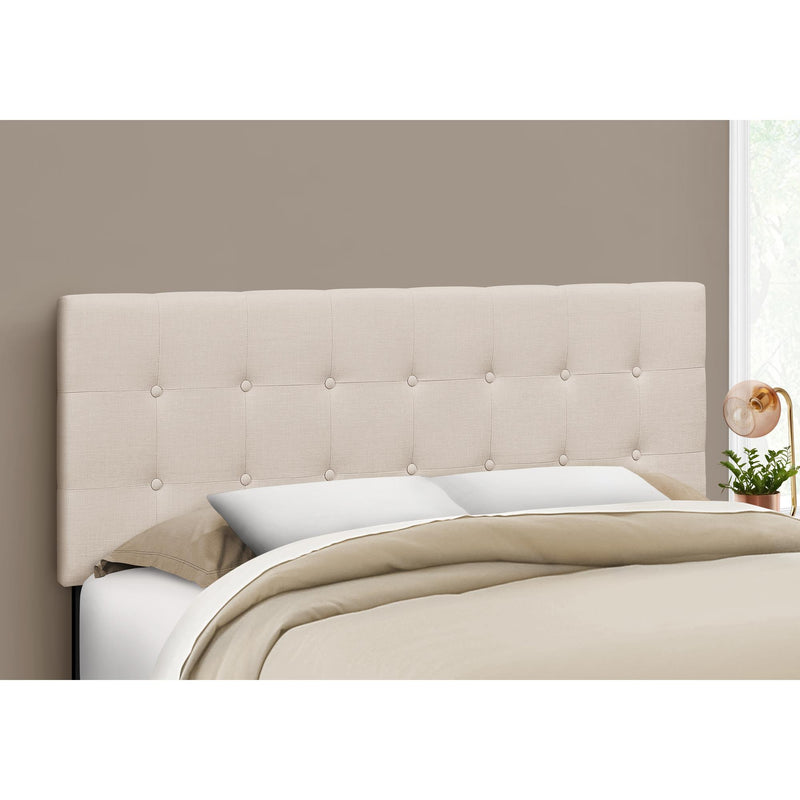 Monarch I 6004Q Queen Headboard - Beige Linen IMAGE 2