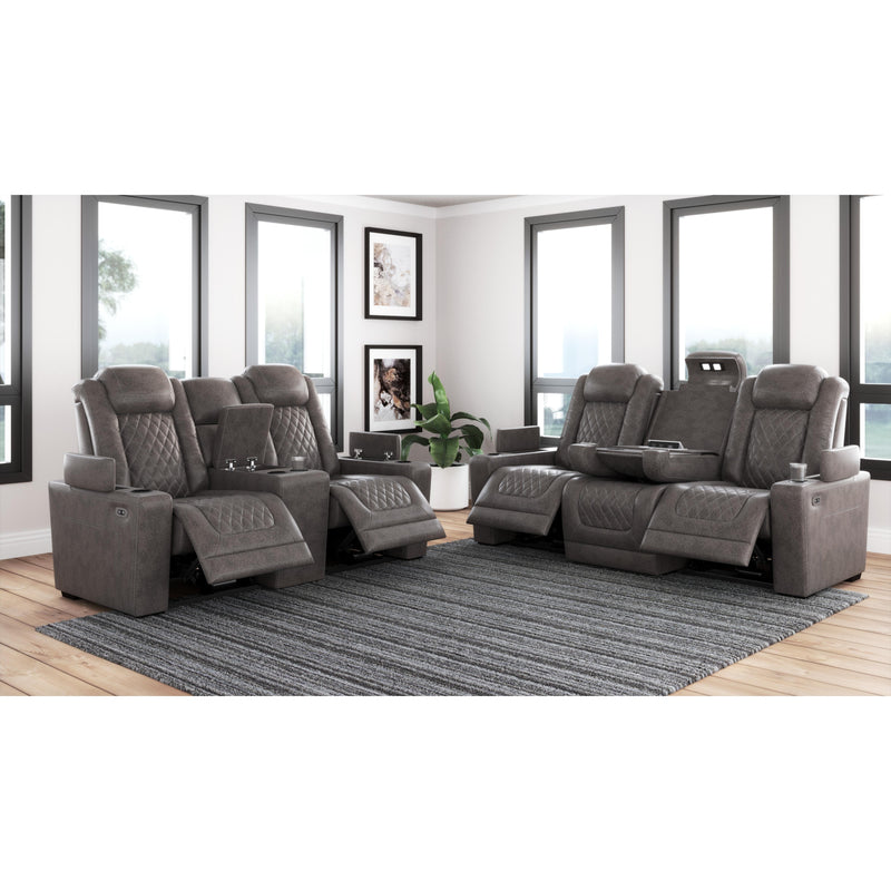 Signature Design by Ashley HyllMont Power Reclining Leather Look Loveseat with Console 175721 IMAGE 11