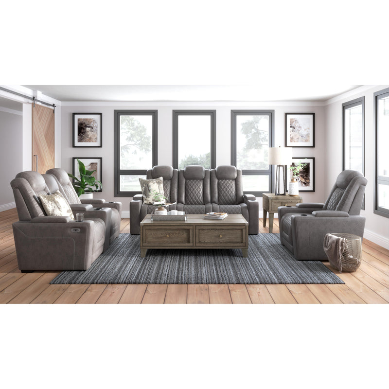 Signature Design by Ashley HyllMont Power Reclining Leather Look Loveseat with Console 175721 IMAGE 12