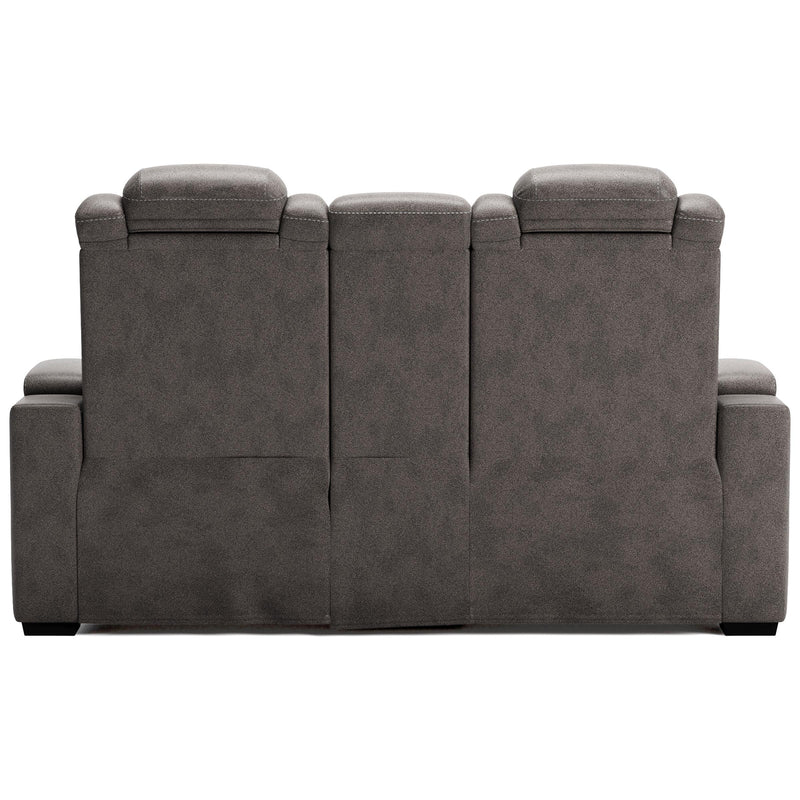 Signature Design by Ashley HyllMont Power Reclining Leather Look Loveseat with Console 175721 IMAGE 5