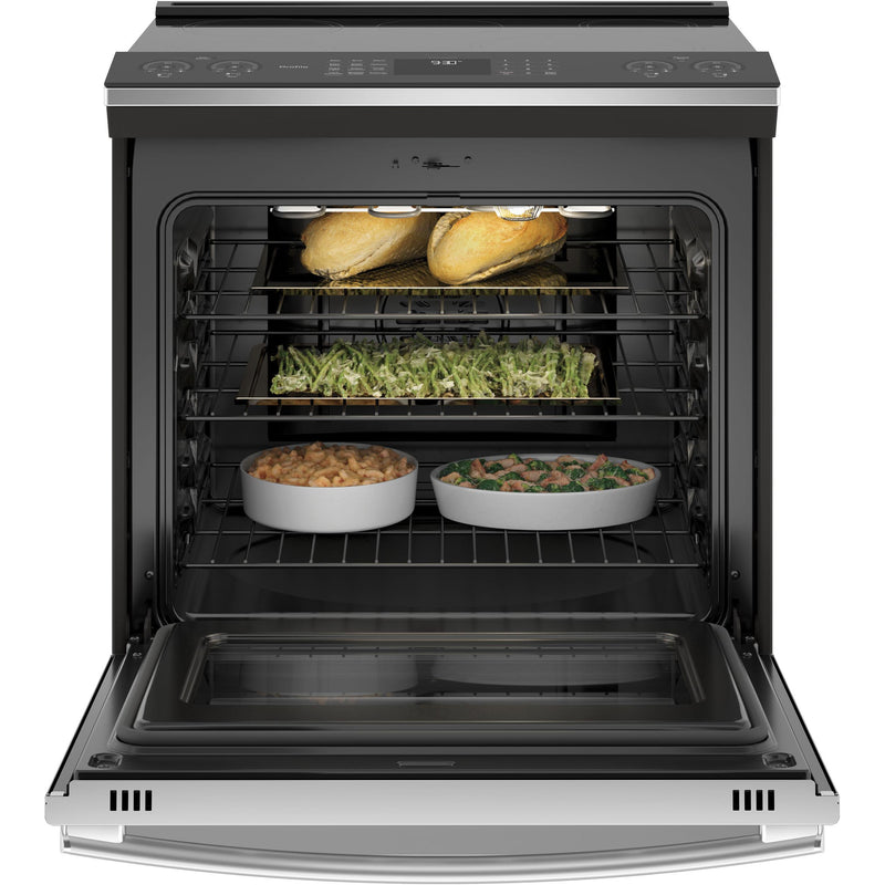 GE Profile 30-inch Slide-in Electric Induction Range with True European Convection Technology PCHS920YMFS - 176316 IMAGE 3