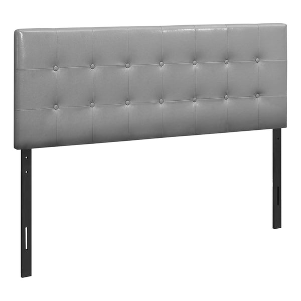 Monarch I 6001Q Queen Headboard - Grey Leather-Look IMAGE 1