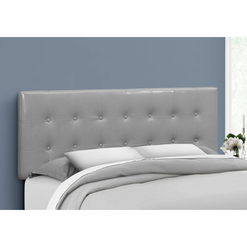 Monarch I 6001Q Queen Headboard - Grey Leather-Look IMAGE 2