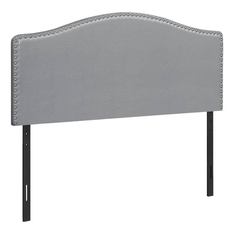 Monarch I 6011Q Queen Headboard - Grey Leather-Look IMAGE 1