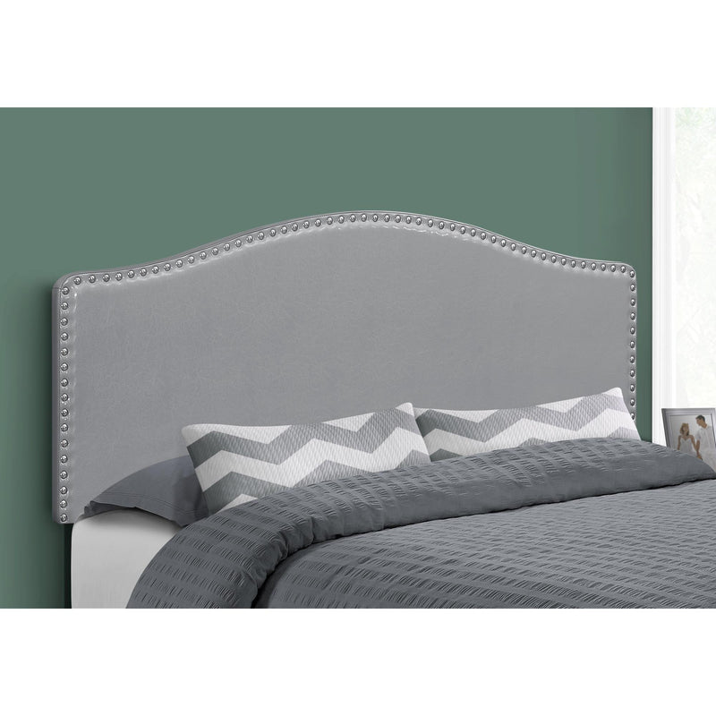 Monarch I 6011Q Queen Headboard - Grey Leather-Look IMAGE 2