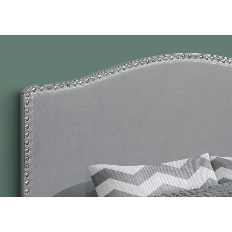 Monarch I 6011Q Queen Headboard - Grey Leather-Look IMAGE 3