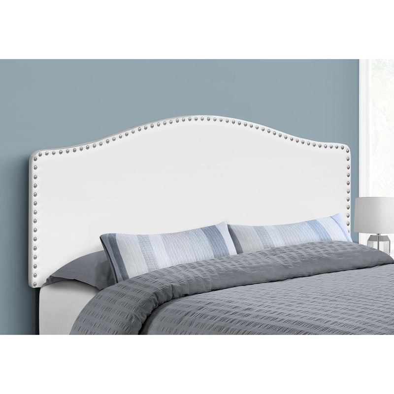 Monarch I 6012Q Queen Headboard - White Leather-Look IMAGE 2