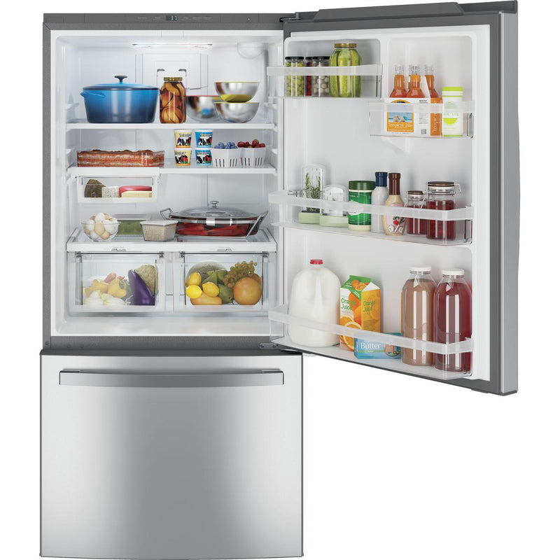 GE 33-inch, 24.8 cu.ft. Freestanding Bottom Freezer Refrigerator with Interior Ice Maker GDE25EYKFS - 178992 IMAGE 4