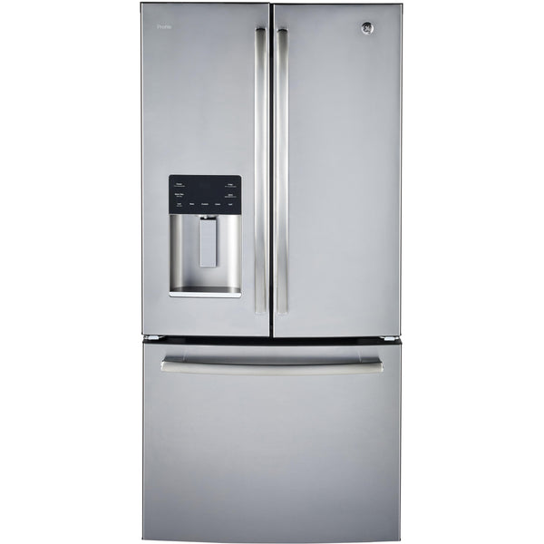 GE Profile 33-inch, 17.5 cu. ft. French 3-Door Refrigerator with Water and Ice Dispenser PYE18HYRKFS IMAGE 1