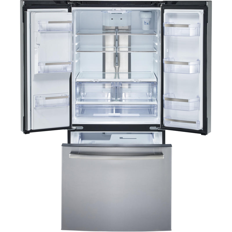 GE Profile 33-inch, 17.5 cu. ft. French 3-Door Refrigerator with Water and Ice Dispenser PYE18HYRKFS IMAGE 2